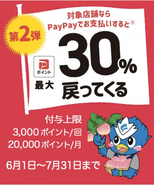石和店 PayPay決済で30%還元 第２弾サムネイル
